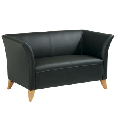 Black Leather with Maple Finish Legs